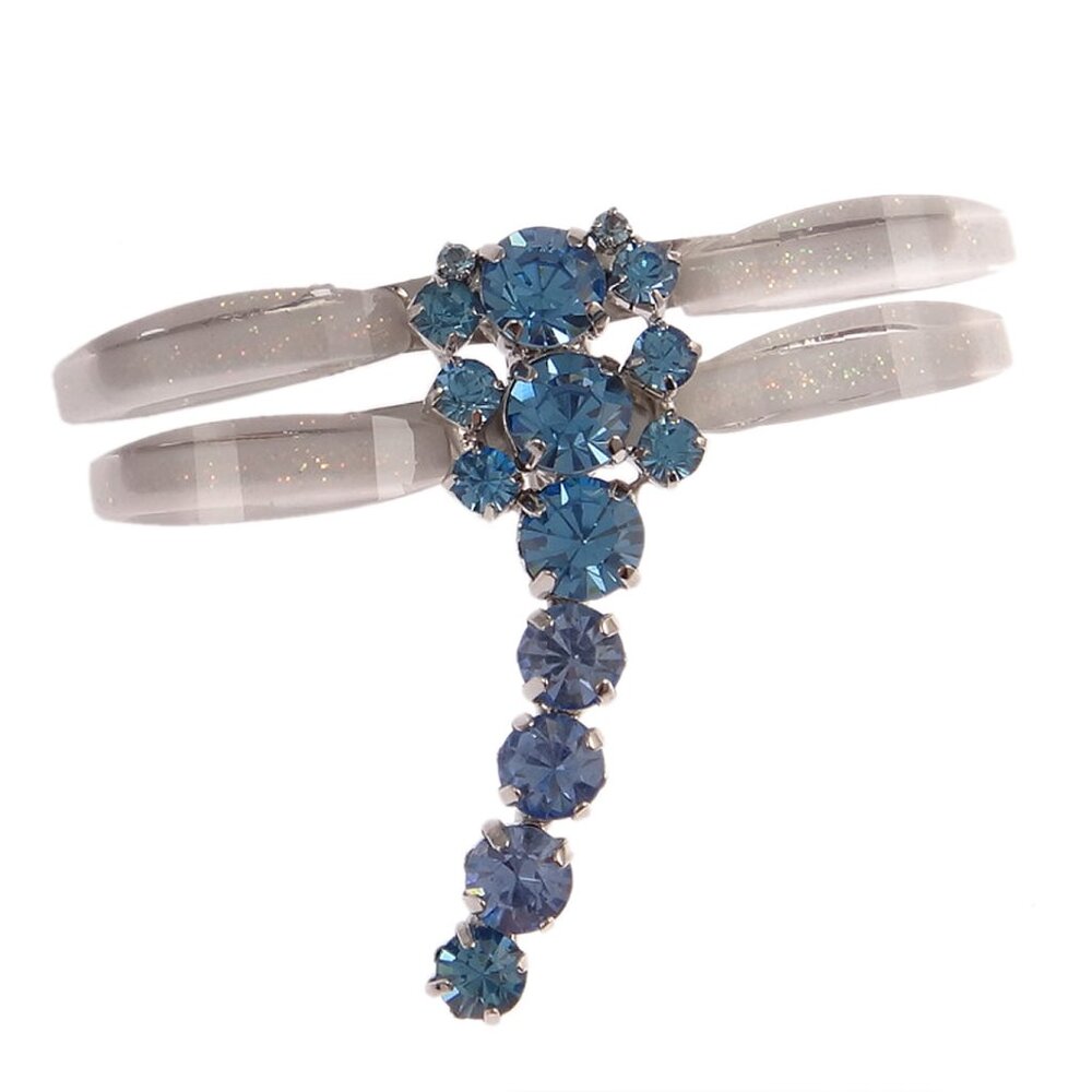 😀 3 for $20 Blue Rhinestone Dragonfly Brooch Pin – Iridescent Lucite Wings NEW